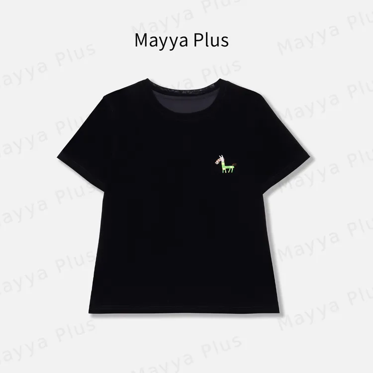 【木马谣】MayyaPlus麦芽定制小马刺绣黑色百搭短袖T恤上衣32536326