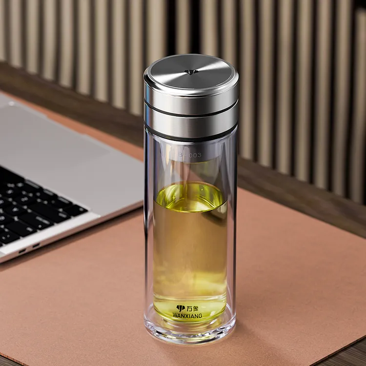 万象双层茶水分离水杯车载便携商务办公高档便携泡茶杯家用耐热