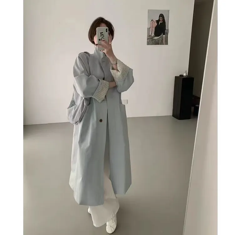 2025春秋新款小个子韩系中长款立领爆款风衣外套女日系英伦风休闲