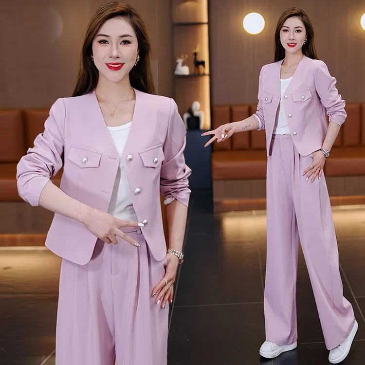 小香风套装2025时尚洋气休闲气质显瘦修身女神范小西装职业套装