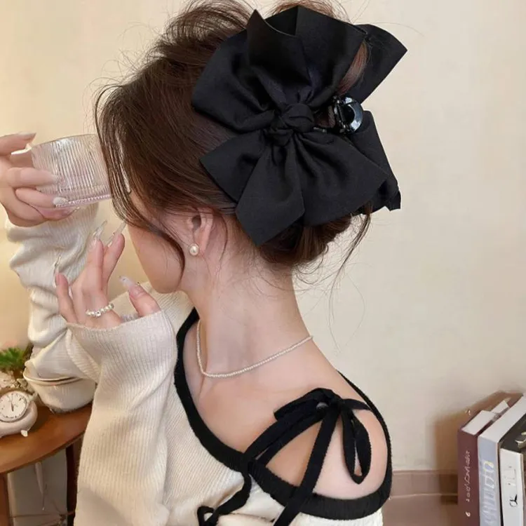 韩系蝴蝶结抓夹布艺高级感2025新款春季后脑勺鲨鱼夹子发夹头饰女