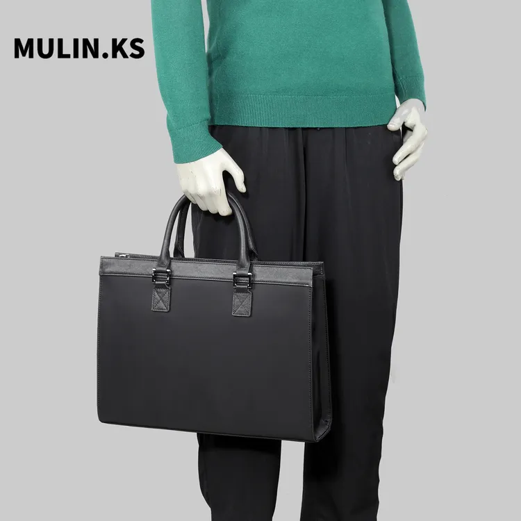 公文包男士商务手提包帆布男包大容量外出便携包牛津布文件电脑包