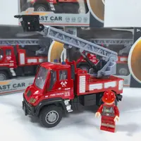 合金声光德式消防救援登高车仿真回力车男孩儿童耐摔汽车玩具模型