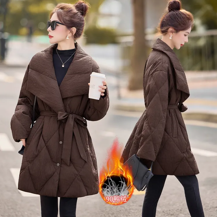 90白鸭绒羽绒服中长款高端奢华2025冬季新款今年流行爆款外套女