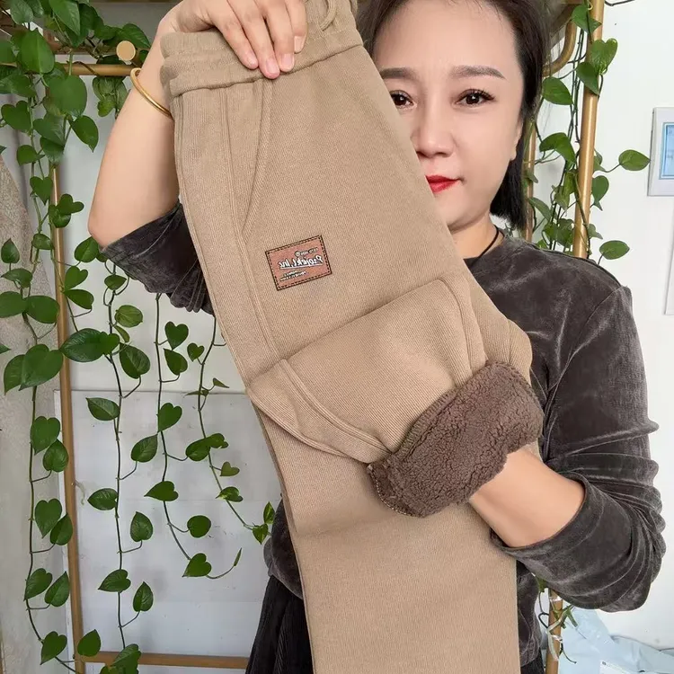 8860加厚加绒冬季女款高腰显瘦百搭束脚哈伦休闲卫裤