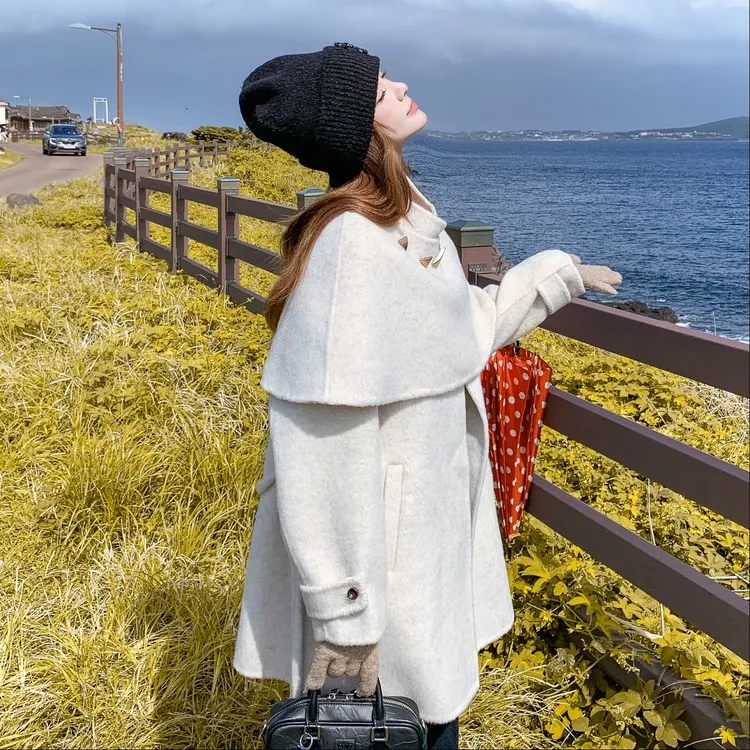 设计感斗篷双面羊毛大衣女2025冬季新款时髦御姐范加厚呢子外套