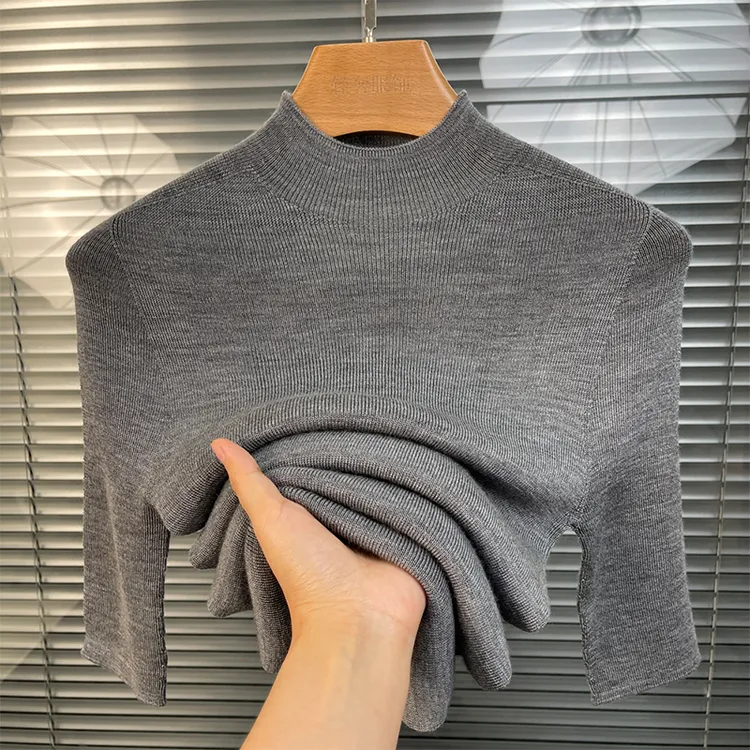2025精纺美丽诺羊毛中袖一线成衣无缝款时尚针织衫打底内搭羊毛衫