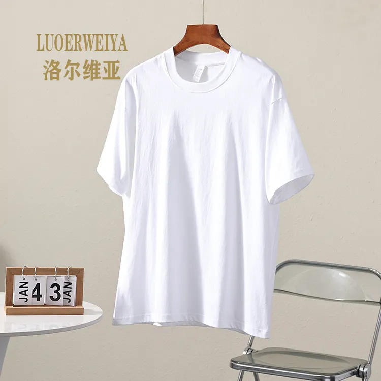 洛尔维亚圆领T恤弧形下摆男t恤百搭半袖男士棉质打底衫