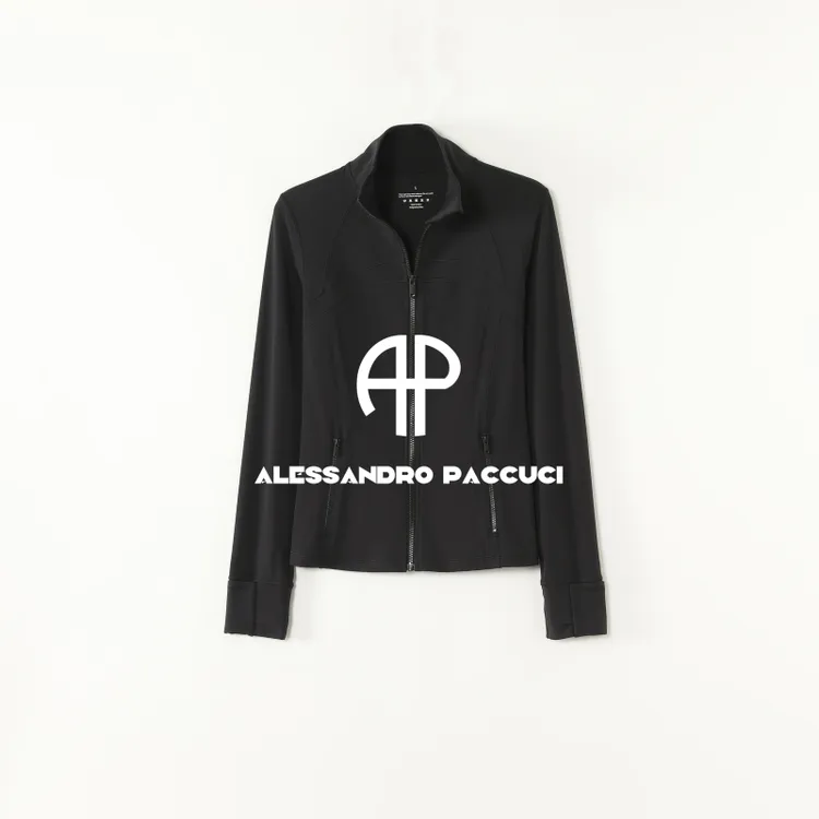 AP洛哥53132TJ【限量/立领款】高弹黑色修身显瘦时尚运动瑜伽外套
