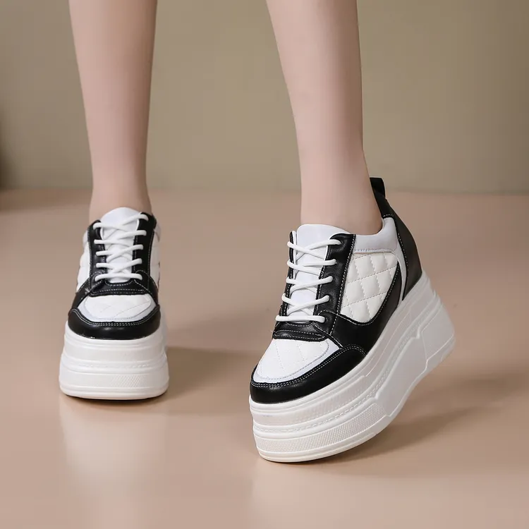 【10-12CM】内增高小白鞋厚底女鞋秋冬新款休闲运动鞋小个子高跟鞋