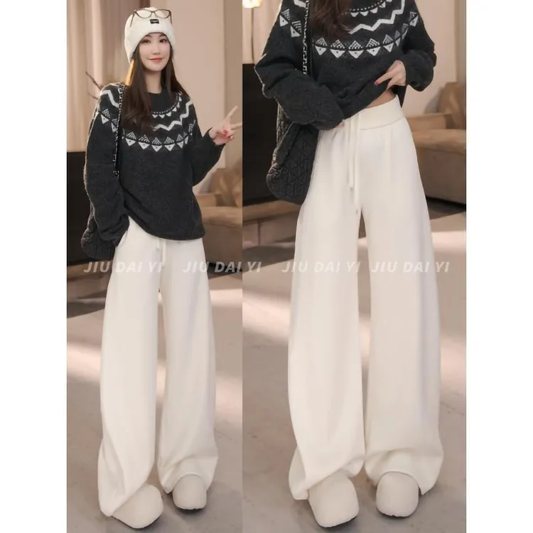 玖黛衣【厚乳裤】冬季纯色加绒遮肉卫裤子KZP47289 KZP47290