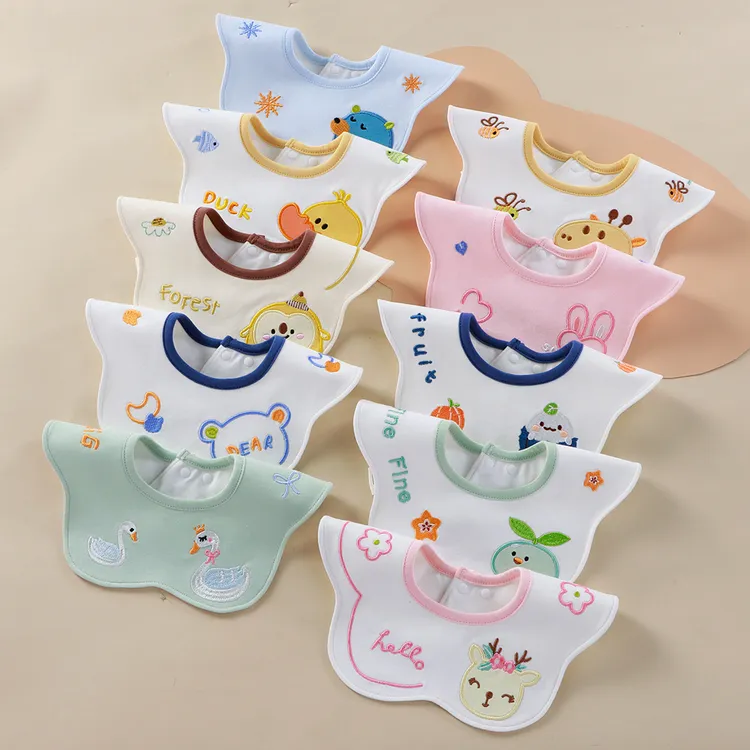 韩版口水巾新生婴儿抑菌围嘴秋冬纯棉防水防吐奶0-3岁