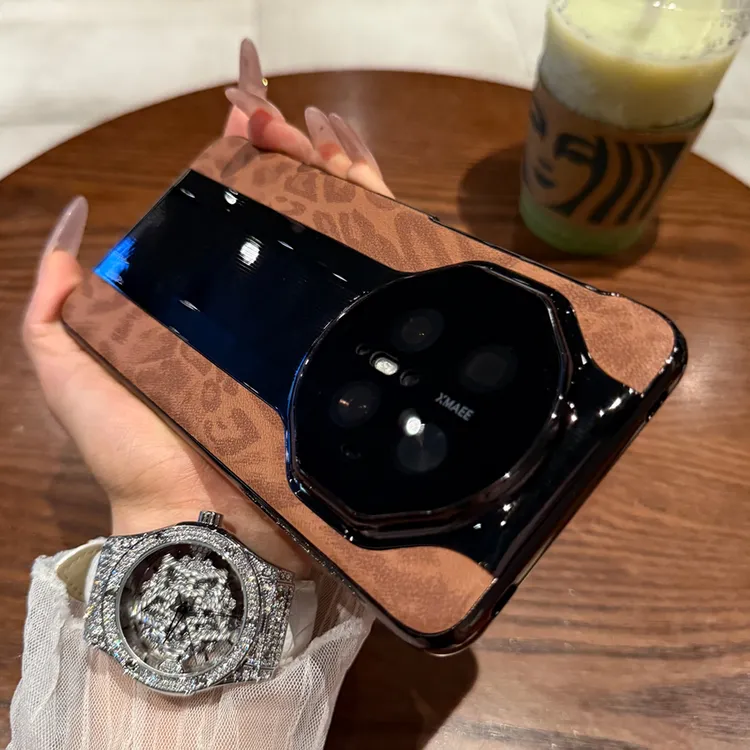 高档棕豹纹秒变保时捷适用华为mate70RS手机壳网红同款奢华高级感