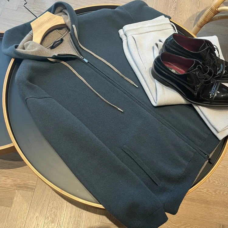 Gaishery【冬季新款25F/W】意大利设计师款连帽拉链开衫100山羊绒
