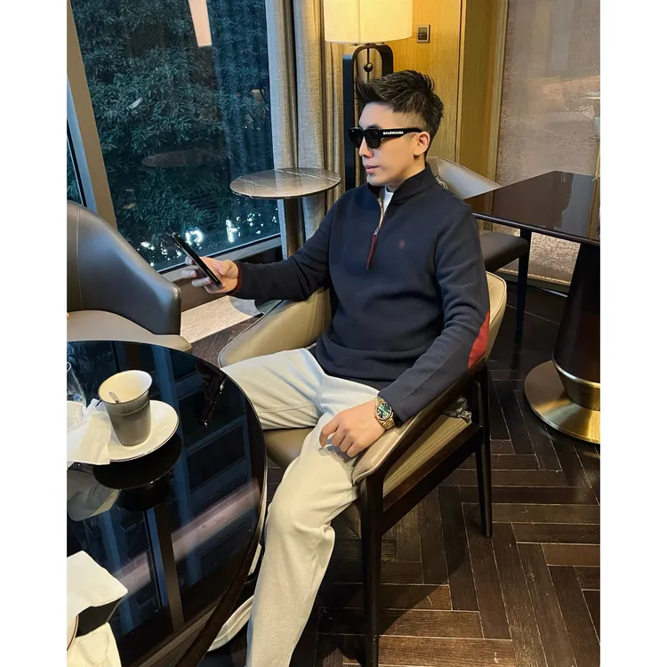 【新年红马】冬季羊毛混纺420g加厚绣花长袖卫衣上衣高级感男装