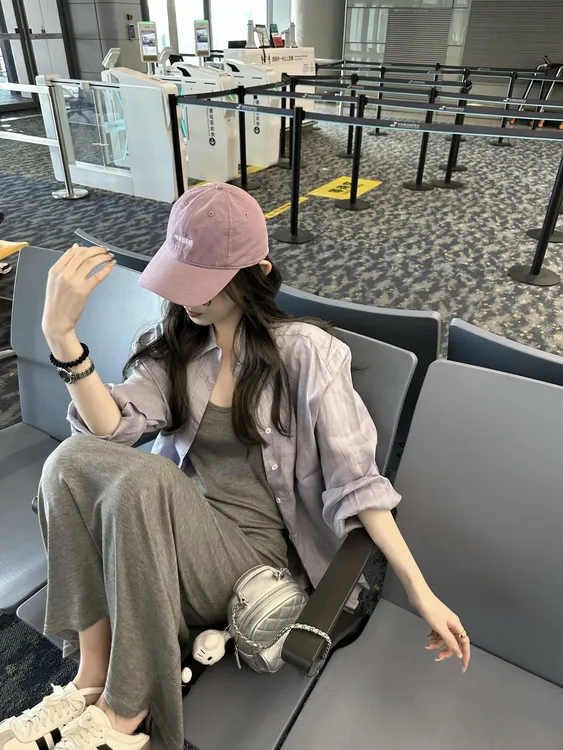 韩系气质防晒衬衫女2025新款夏季新款灰色u领简约显瘦连衣裙套装