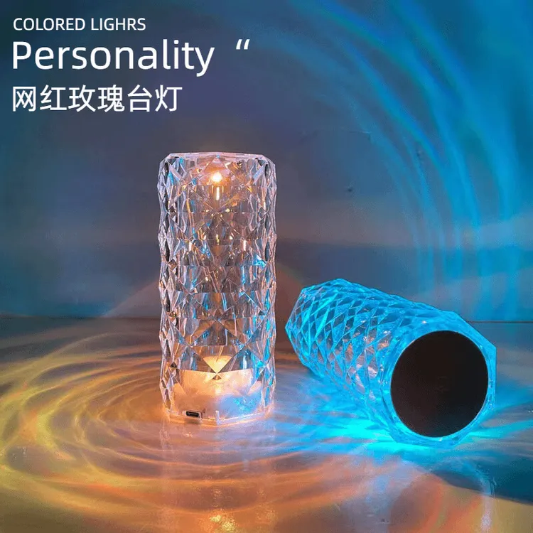 水晶玫瑰花氛围灯卧室浪漫气氛情侣房小夜灯床头灯生日礼物送女友