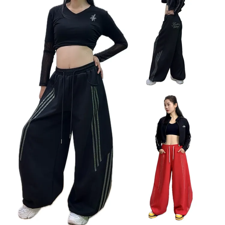 【达人专属】8388亮闪钻石三杠长裤运动时尚休闲百搭宽松