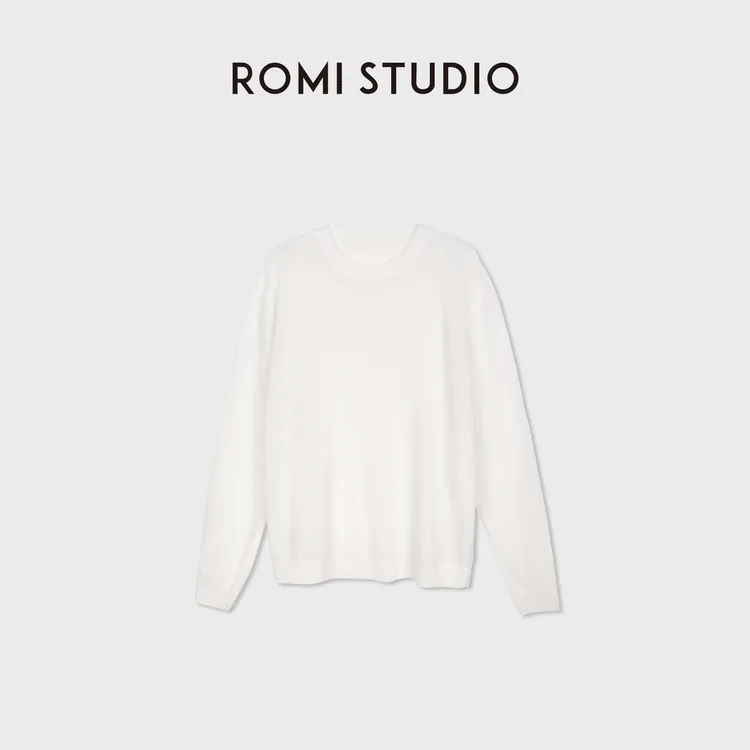 ROMI STUDIO“白麻上衣”100%亚麻原生麻节肌理圆领毛织 RWDSS83664