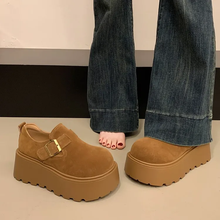 厚底增高勃肯鞋女2025新款春秋季一脚蹬休闲乐福鞋小个子博肯单鞋