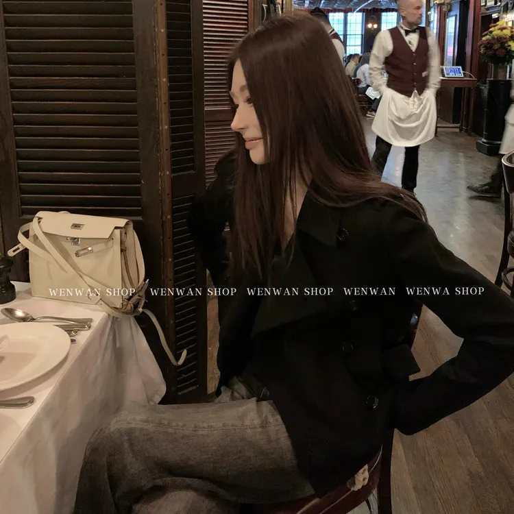 双十一狂欢价！【纽约日记】高定显气质黑色翻领外套