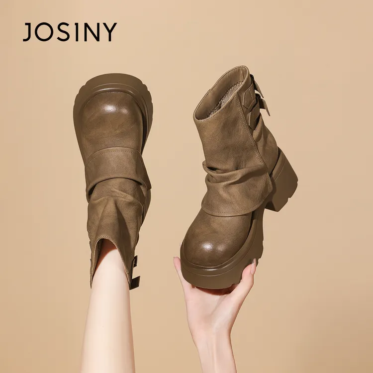 卓诗尼厚底马丁靴2025秋冬新款粗跟美拉德短靴爆款阔腿裤鞋子靴子商品图