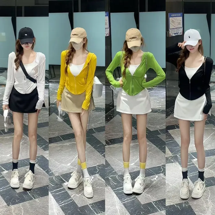 （连帽外套）莫代尔面料夏季清凉拉链防晒薄款运动修身显瘦纯欲开衫