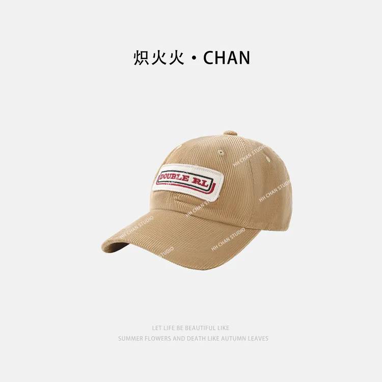 HH.CHAN“美式球帽”定制灯芯绒RL中古字母刺绣感帽子HH53V38105