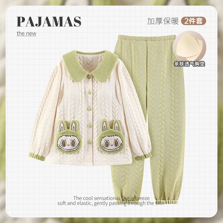 【秋冬季-提花空气棉】夹层月子服加厚保暖孕妇产前产后家居服