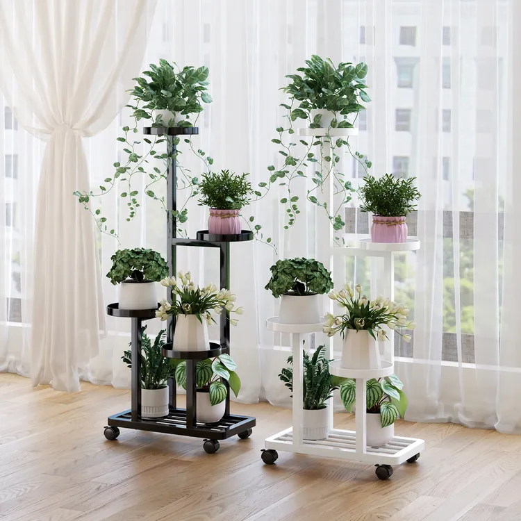 花架子客厅落地式植物多肉花盆托架铁艺多层可移动花架置物架阳台商品图