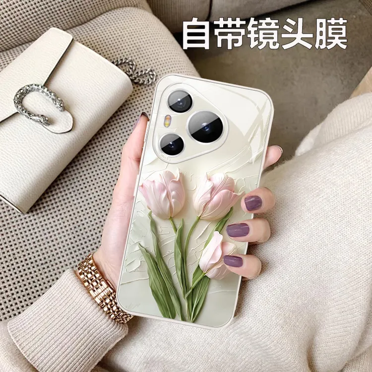 pura80自带镜头华为pura70手机壳适用70pro网红爆款p70pro+郁金香