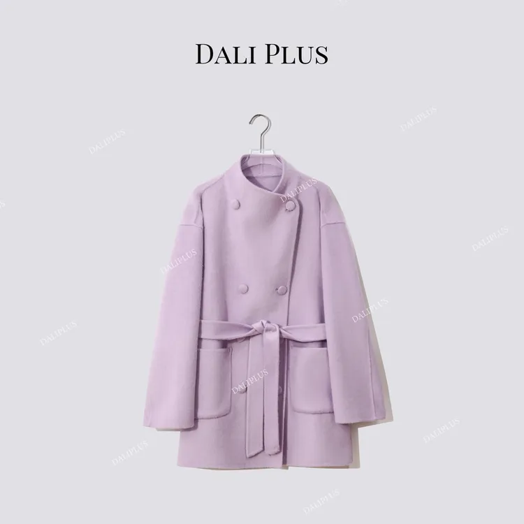 DALI PLUS“蚕丝骆驼绒大衣”腰带收腰中长款双面呢-D5CK2207