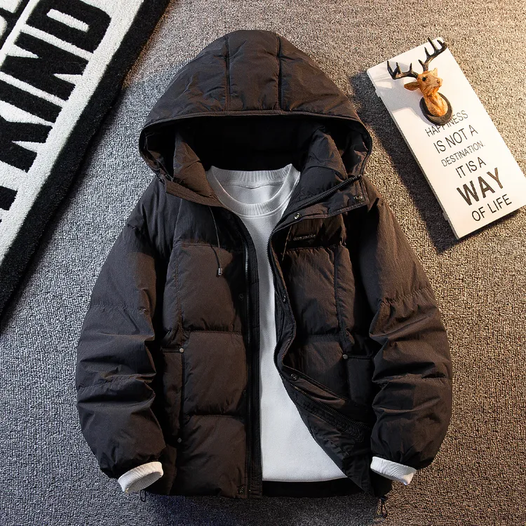 利尼科比利重磅充绒连帽羽绒服男冬季保暖加厚面包服男士羽绒外套