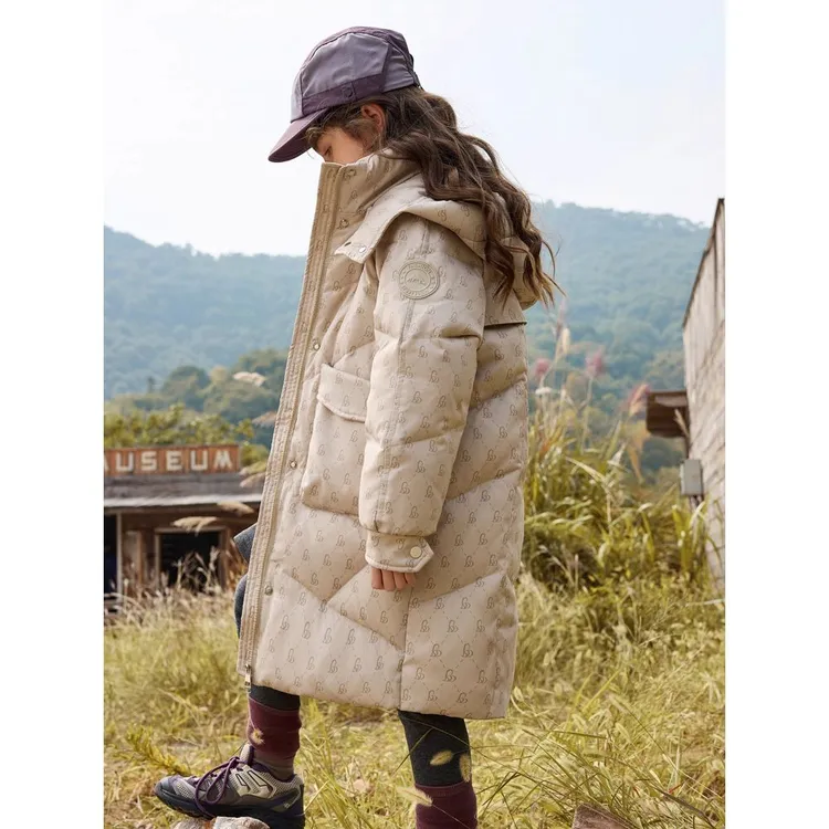 巴拉巴拉男孩女孩羽绒服女童中长款中大童装冬季加厚过膝女孩外套