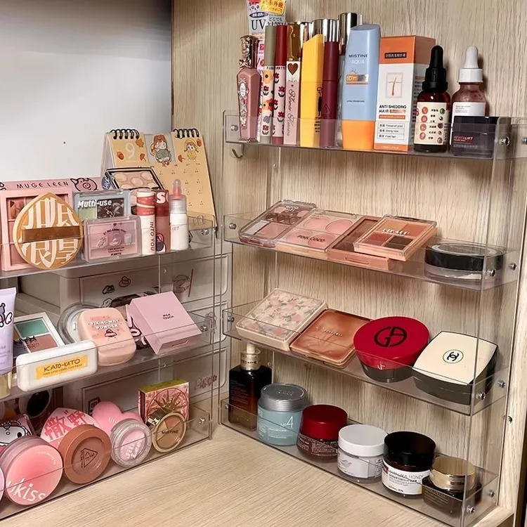 高颜值亚克力化妆品收纳架卧室护肤品展示架便利店柜台零食货架