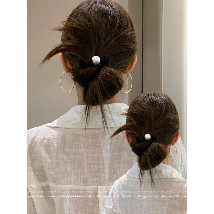 简约气质珍珠大肠发圈女高弹力耐用皮筋女扎头丸子头皮筋头绳发饰