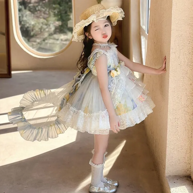 儿童公主风碎花夏季花仙子连衣裙宝宝蓬蓬纱洛丽塔洋气生日礼服
