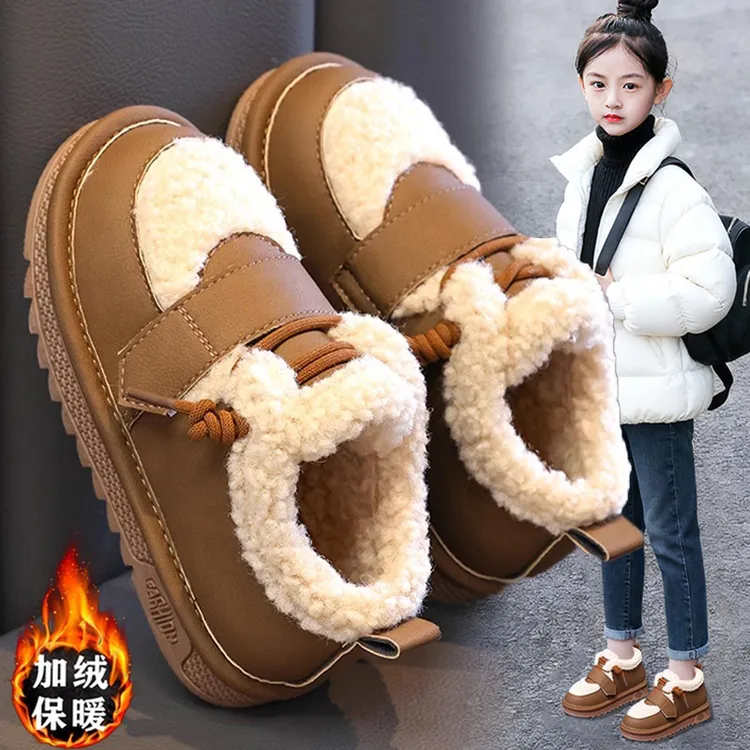 女童棉鞋保暖冬季2025年新款儿童雪地短靴子加绒加厚女孩毛毛勃肯