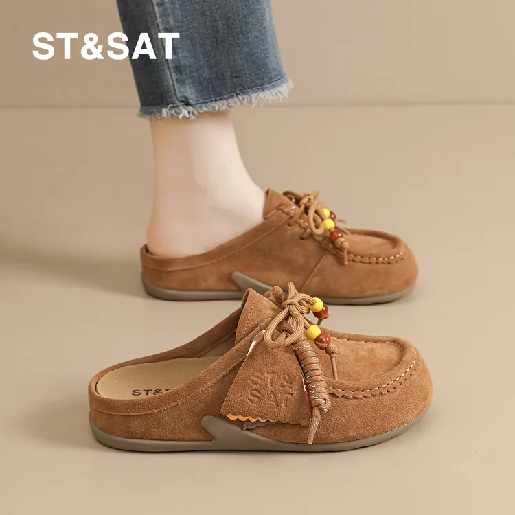 星期六女鞋旗舰店博肯鞋半拖内增高鞋女款2025新款爆款一脚蹬鞋女