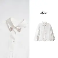 冬季新品时尚简约优雅小心机钉珠翻领百搭显瘦洋气长袖开衫JN9118