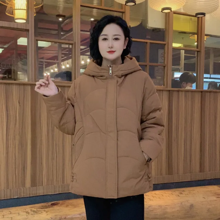 秋冬新款时尚减龄纯色休闲简约宽松保暖中老年妈妈装