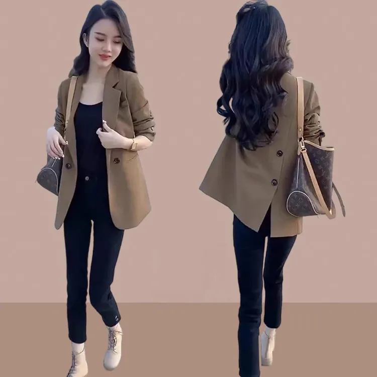 西装外套女秋冬新款2024年休闲气质小个子夹棉加厚高级感西服上衣