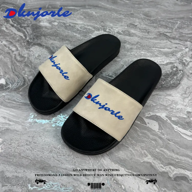 【官方正品】DKNJORLE男士拖鞋复古轻奢刺绣休闲外穿情侣居家一字拖