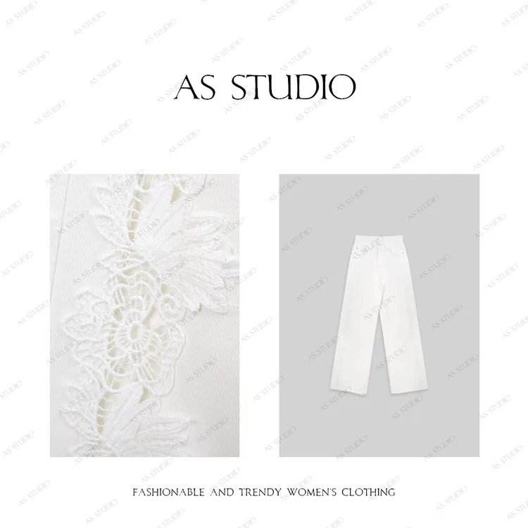 【AS牛魔王】25新时尚洋气设计感镂空绣花边牛仔裤AS25XXXK00824