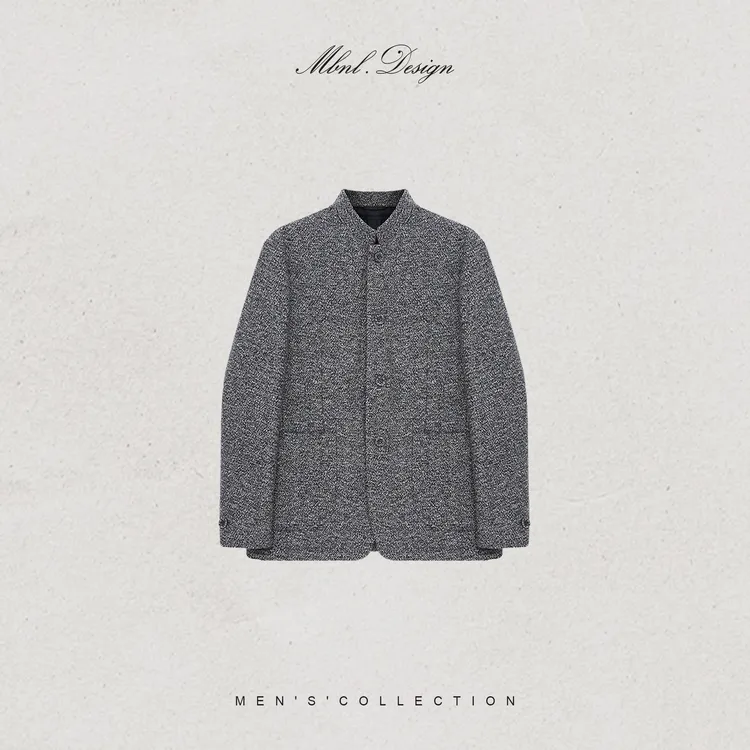 MBNL-F「中式韵味」秦磊男装90白鹅绒羊毛混纺立领夹克LL-WYR7029