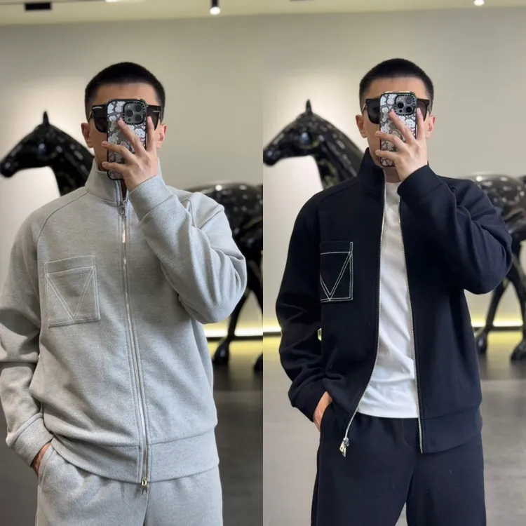 (秋款）古帝特尼“醋酸羊毛斜纹”收口袖立领卫衣宽松上衣套装Z-6006