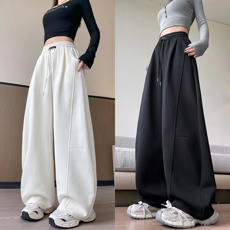 镰刀裤女2025新款秋冬加绒小个子宽松bf慵懒风胖mm大码阔腿休闲运