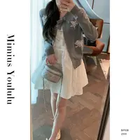 【mimius】喵喵 重工刺绣串珠圆领蝴蝶结开衫+连衣裙 G02016