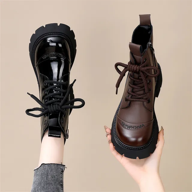 厚款马丁靴女英伦风2025秋冬新款网红爆款厚底增高显瘦加绒小短靴