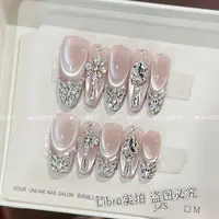 【铂金丝缎】纯手工穿戴甲猫眼美甲贴片可拆卸指甲贴片10片装